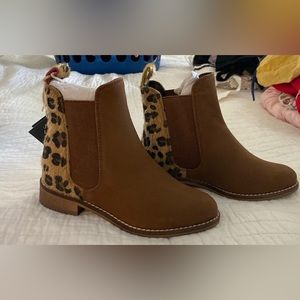 Joules Toddler Girl Leather Boots with Animal Print Backs - NEW!  Size US10
